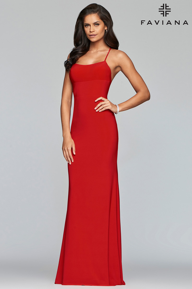 faviana red prom dress