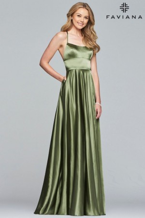Faviana Glamour S10211 Shimmering Open Back Gown