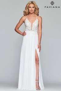 Image of Faviana Glamour S10228 Feminine Lace Up Back Gown