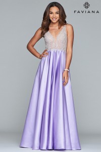 Faviana Glamour S10291 Open Lace Up Back Prom Dress