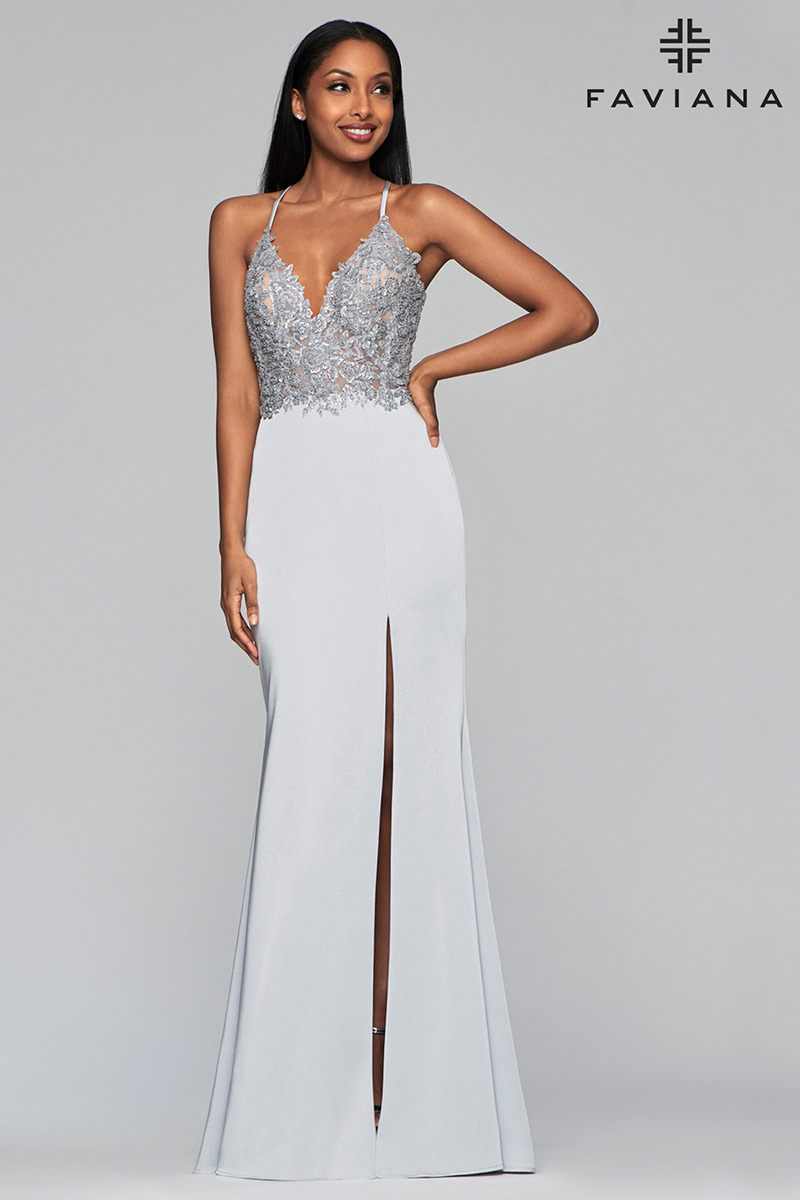 embroidered top prom dress
