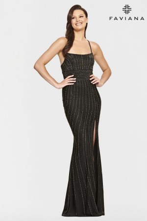 Faviana S10806 Linear Stone Prom Dress