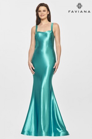 Faviana S10809 Sleek Satin Prom Dress