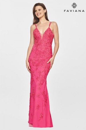 Faviana S10813 Lace Tie Back Prom Dress