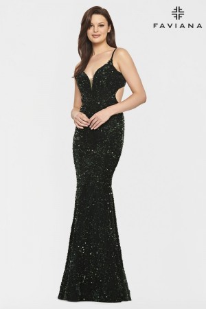 Faviana S10817 Sequin Fit and Flare Prom Dress