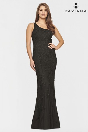 Faviana S10822 Sheer Back One Shoulder Prom Dress