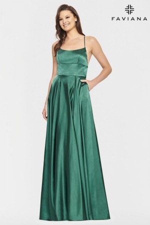 Faviana S10828 Draped Skirt Prom Dress with Pockets