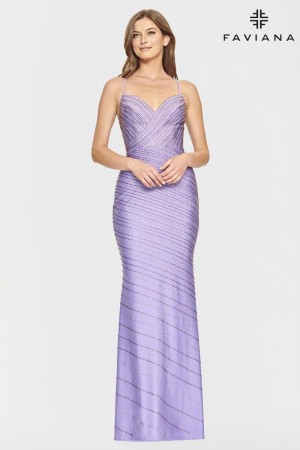 Faviana S10830 Diagonal Heat Stone Prom Dress