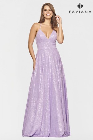 Faviana S10831 Sequin Laceup Back Prom Dress
