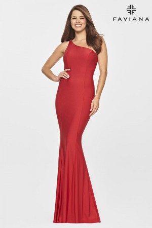 Faviana S10843 One Shoulder Strappy Back Prom Dress