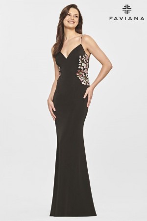 Faviana S10859 Floral Appliqued Prom Dress