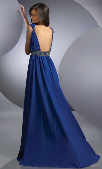 French Novelty: Shimmer Two Tone Deep V Neck Prom Dress 59201 by Bari Jay