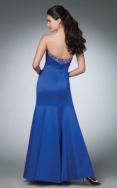 Alfred Angelo Strapless Bead Trim Satin Prom Dress 3522: French Novelty