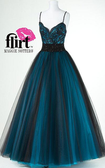 Flirt Feminine Lace Tulle Prom Ball Gown P2685: French Novelty