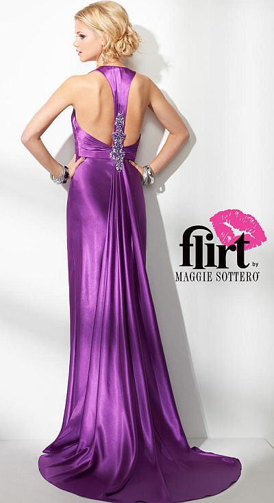 French Novelty: Flirt Satin Jeweled Bar Back Prom Dress P4601 by Maggie ...