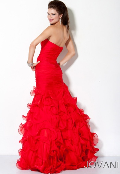 Jovani Long Prom Dress with Full Ruffle Skirt 171650: French Novelty