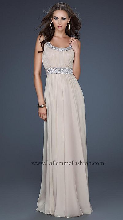 La Femme Grecian Inspired Scoop Neck Prom Dress 17473: French Novelty