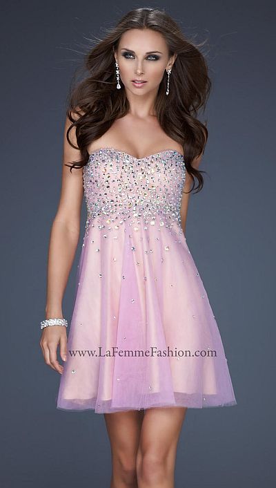 La Femme Short Tulle Prom Dress with Beautiful Beadwork 17123: French ...