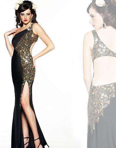 Black and White by MacDuggal Dazzling Evening Dress 2577RM: French Novelty