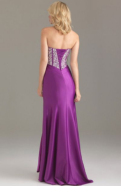 French Novelty: Night Moves Sleek Prom Dress with Lace-Up Back 6419