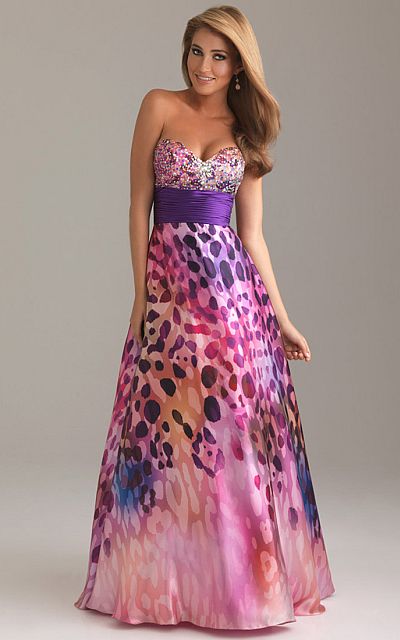 Night Moves Colorful Wild Animal Print Prom Dress 6455: French Novelty