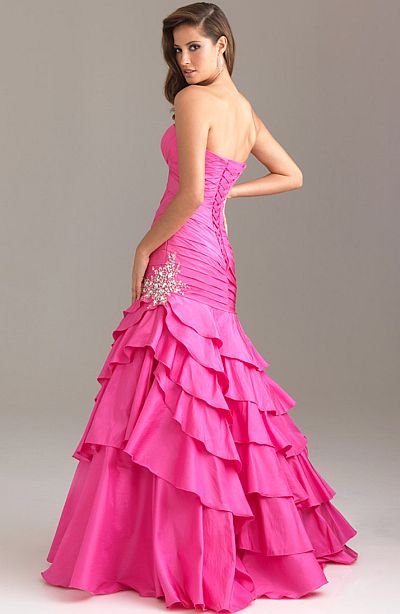 Night Moves Soft Romantic Lace-Up Back Prom Dress 6467: French Novelty