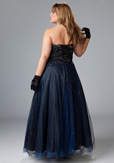 Sydneys Closet Plus Size Strapless Prom Dress with Lace-Up Back SC3018 ...