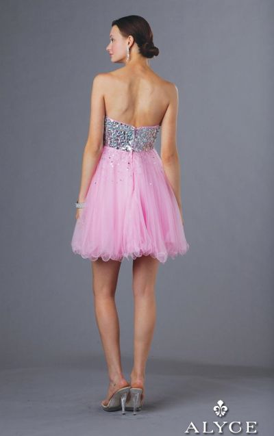 Alyce Sweet Sixteen 3584 Crystal Tulle Short Party Dress: French Novelty