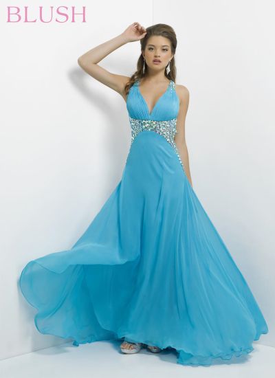 Blush 9708 Oversize Jewels Evening Dress: French Novelty
