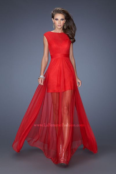 mini dress with sheer maxi overlay