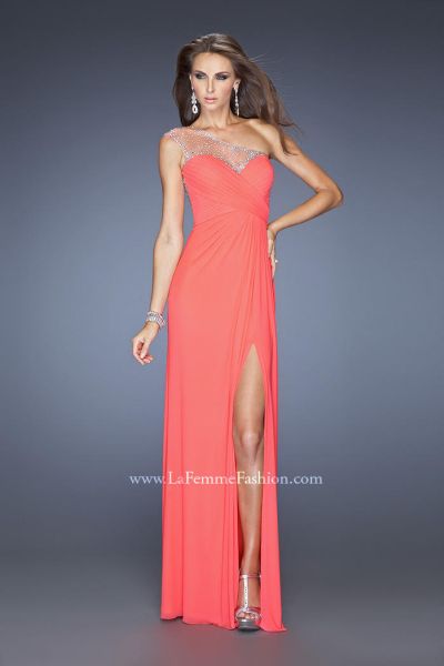 la femme ruched jersey gown