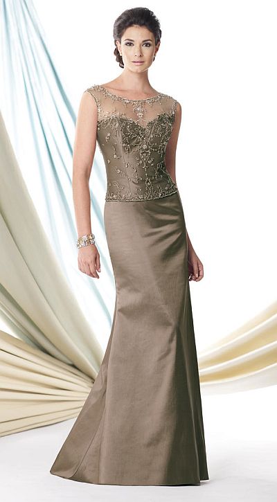 French Novelty: Montage 114900 Taffeta Mother of the Bride Dress with Shawl