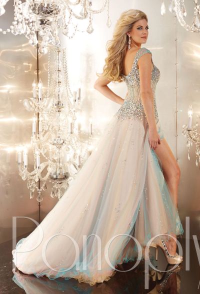 Sheer corset style long prom dress by panoply Sheer corset style long prom dress by panoply