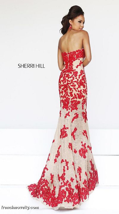 sherri hill red lace dress