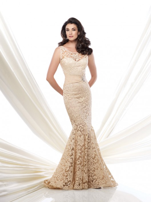 champagne trumpet wedding dress