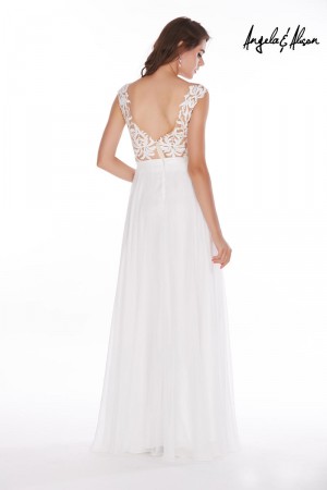 Size 10 Ivory Angela and Alison 61005 Gown with Cutouts