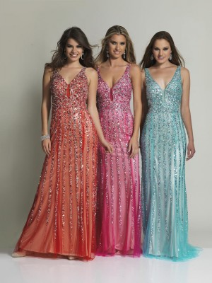 Size 16W Fuchsia Dave and Johnny 8157W Plus Size Deep V Gown