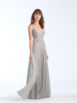 Size 12 Smoke Allure 1557 Illusion Panel Bridesmaid Dress