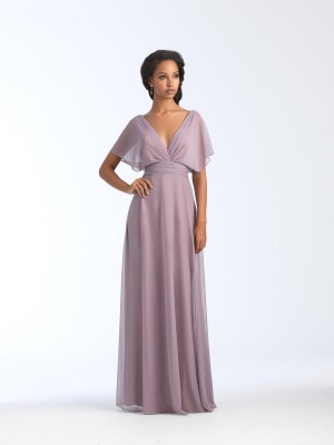 Size 16 Mauve Allure 1562 Draped Sleeve Chiffon Bridesmaid Dress