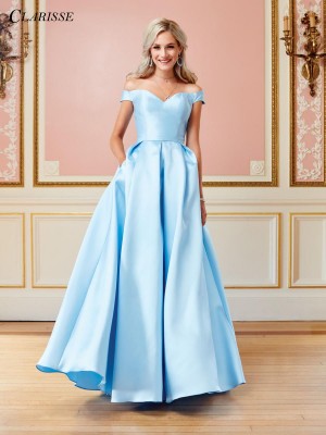 Size 6 Powder Blue Clarisse 3442 Mikado Prom Dress