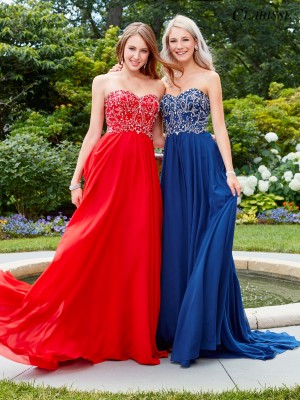 Size 12 Royal Clarisse 3472 Chiffon Gown with Beaded Bodice