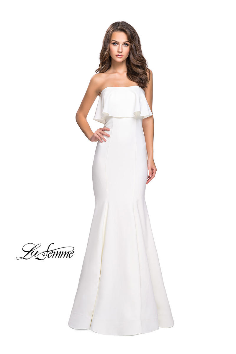 metallic ruffle jersey gown la femme