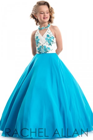 Size 4 Aqua Rachel Allan Perfect Angels 1666 Girls Pageant Dress