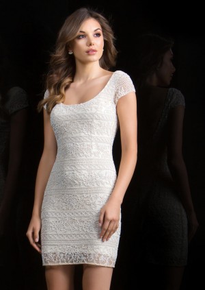 Scala 48825 Short Sleeve Beaded Cocktail Dress