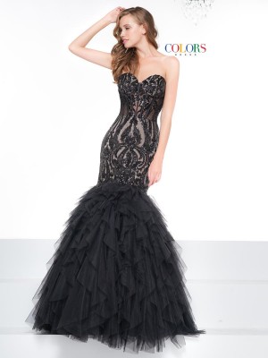 Colors Dress 2067 Sequin Mermaid Gown with Ruffle Skirt