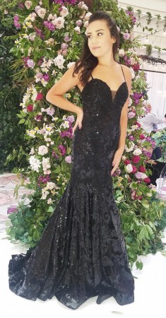 Size 4 Black-Black Dave and Johnny A6768 Amazing Mermaid Prom Gown