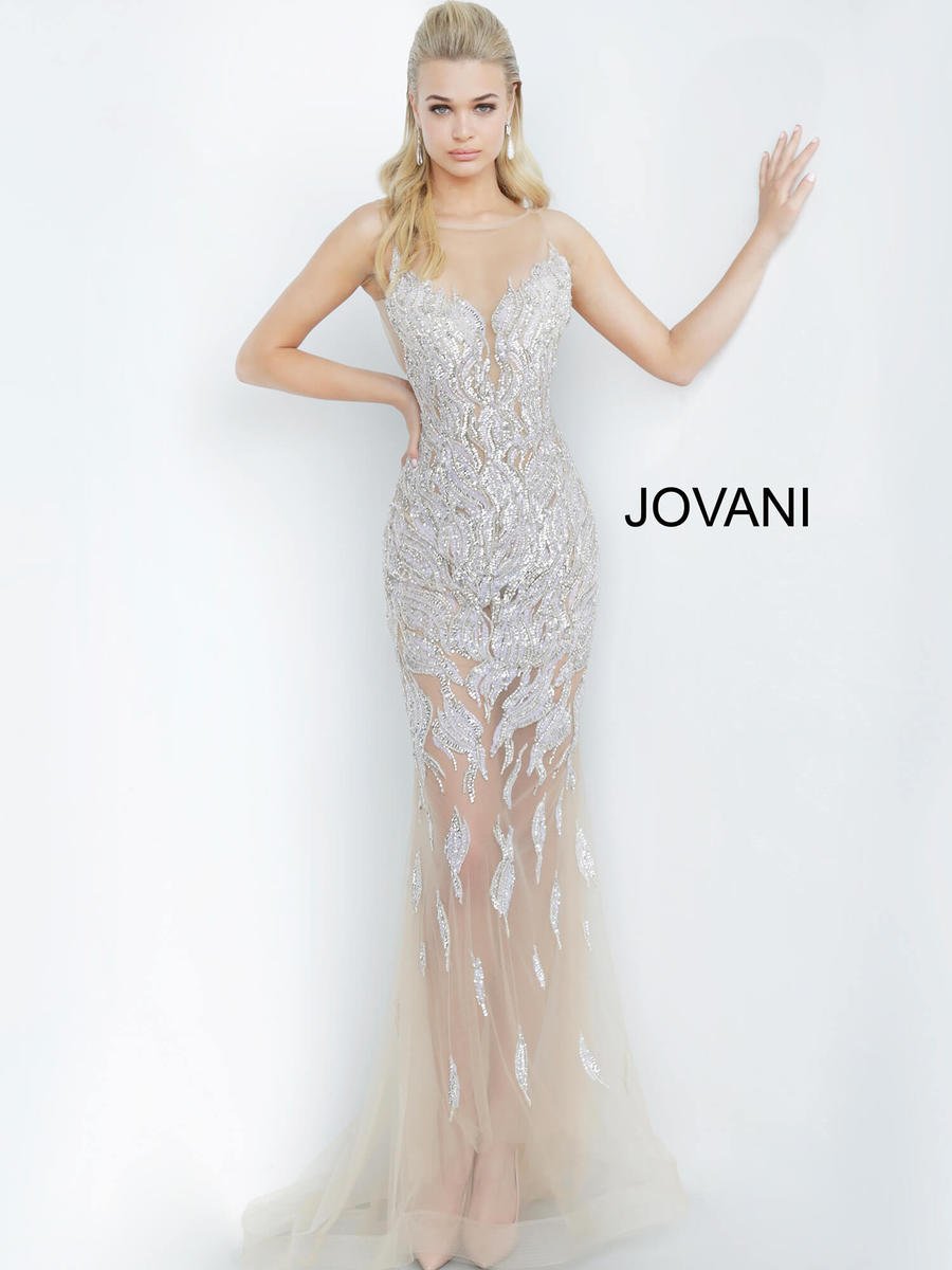 French Novelty: Jovani 67786 Sheer Embellished Gown