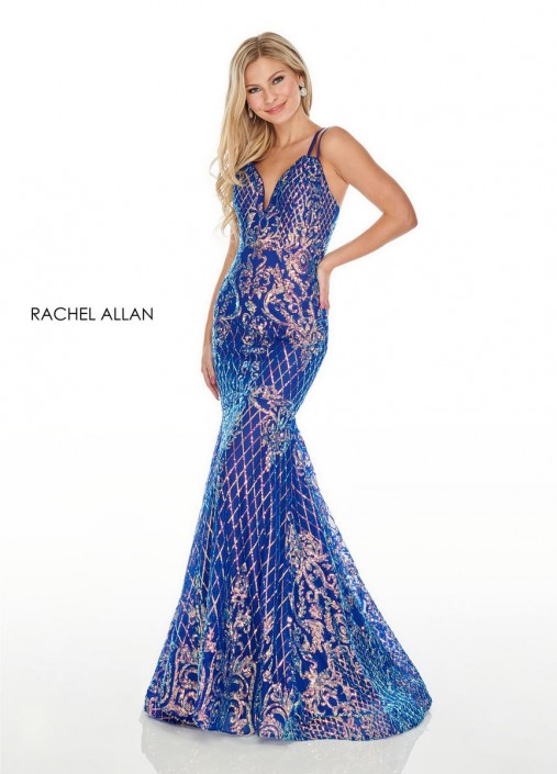 iridescent sequin prom dress