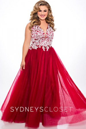 Sydneys Closet SC7291 Lace Plus Size Prom Dress