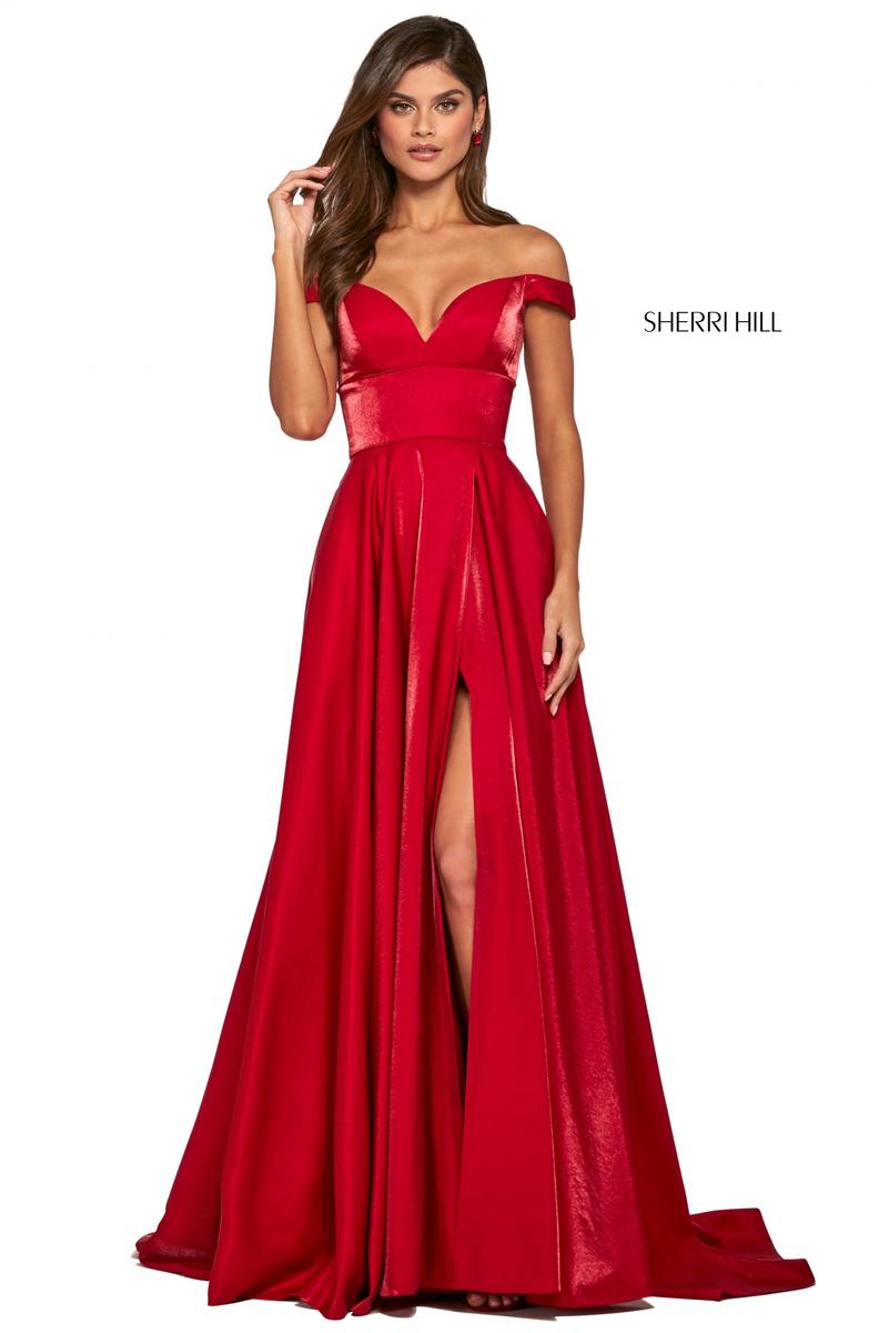 sherri hill off the shoulder
